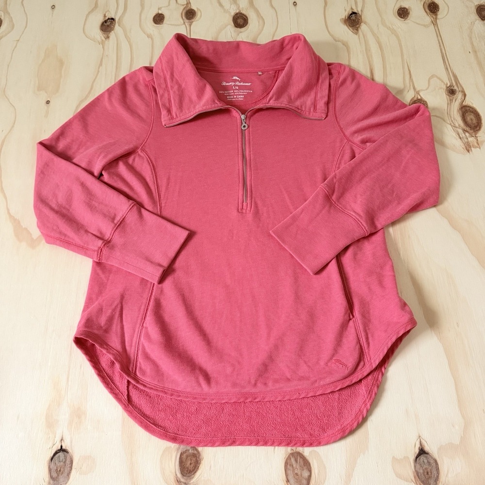 Tommy Bahama Half Zip Pullover Womens Large Coral Athleisure